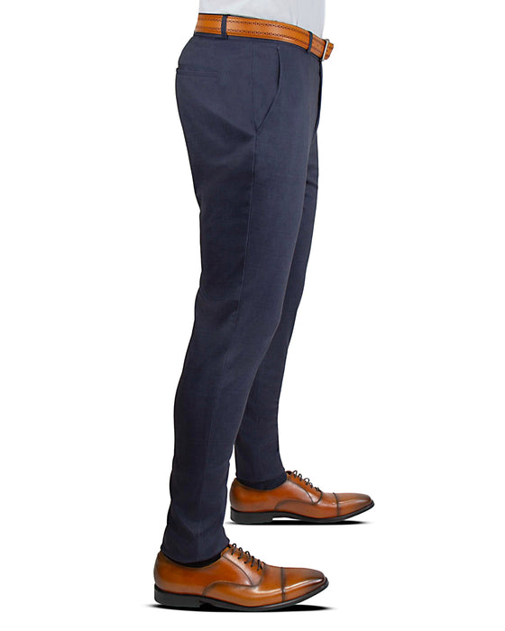 Athletic Fit Stretch Suit Pants - Midnight Navy Plaid