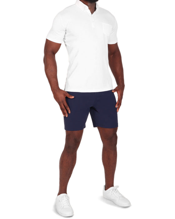 Athletic Fit Pique Shorts - Navy