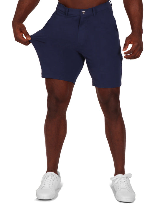 Athletic Fit Pique Shorts - Navy