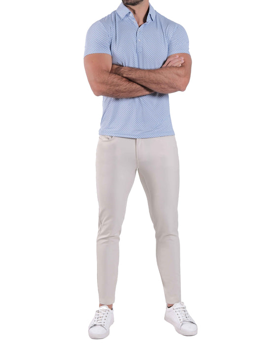 "The Normandy" Navy Micro Stripe & White Cubes