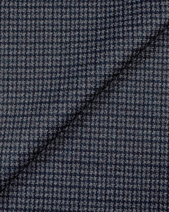 Athletic Fit Stretch Blazer - Blue Mini Windowpane with Light Grey Microcheck