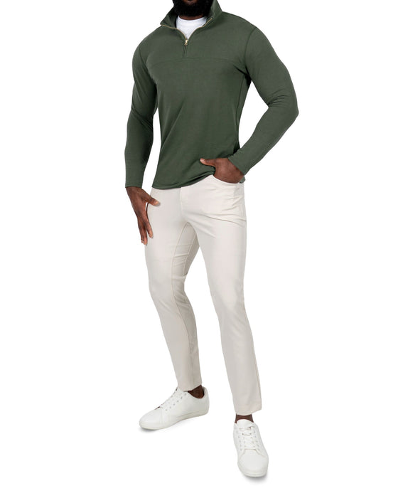 Quarter Zip - Solid Dark Green