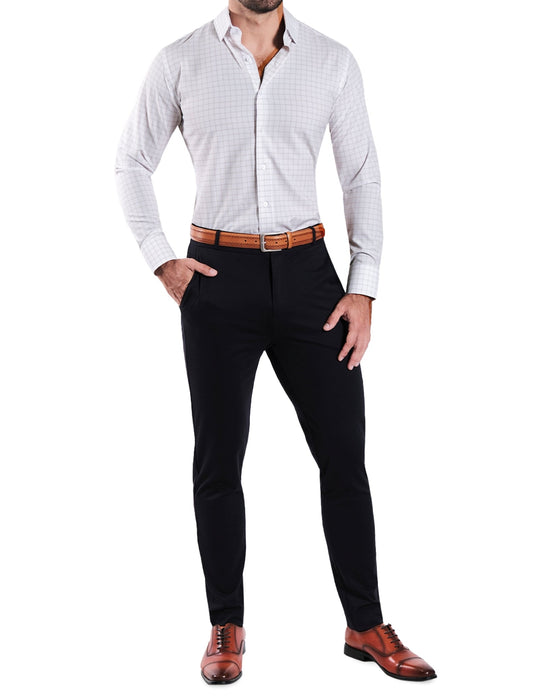 "The Shore" White with Tan Windowpane