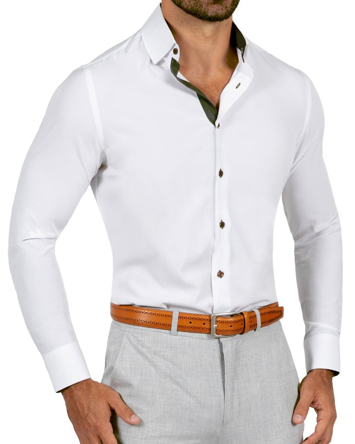 "The Smokey" Solid White With Olive Accents