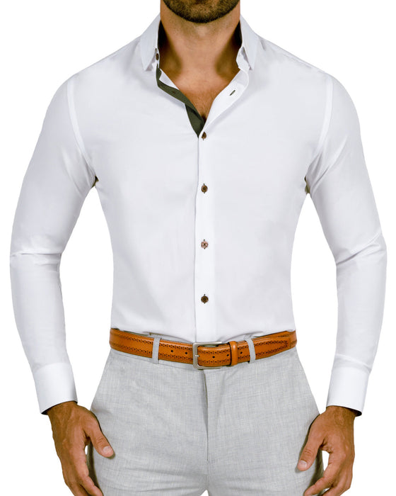 "The Smokey" Solid White With Olive Accents