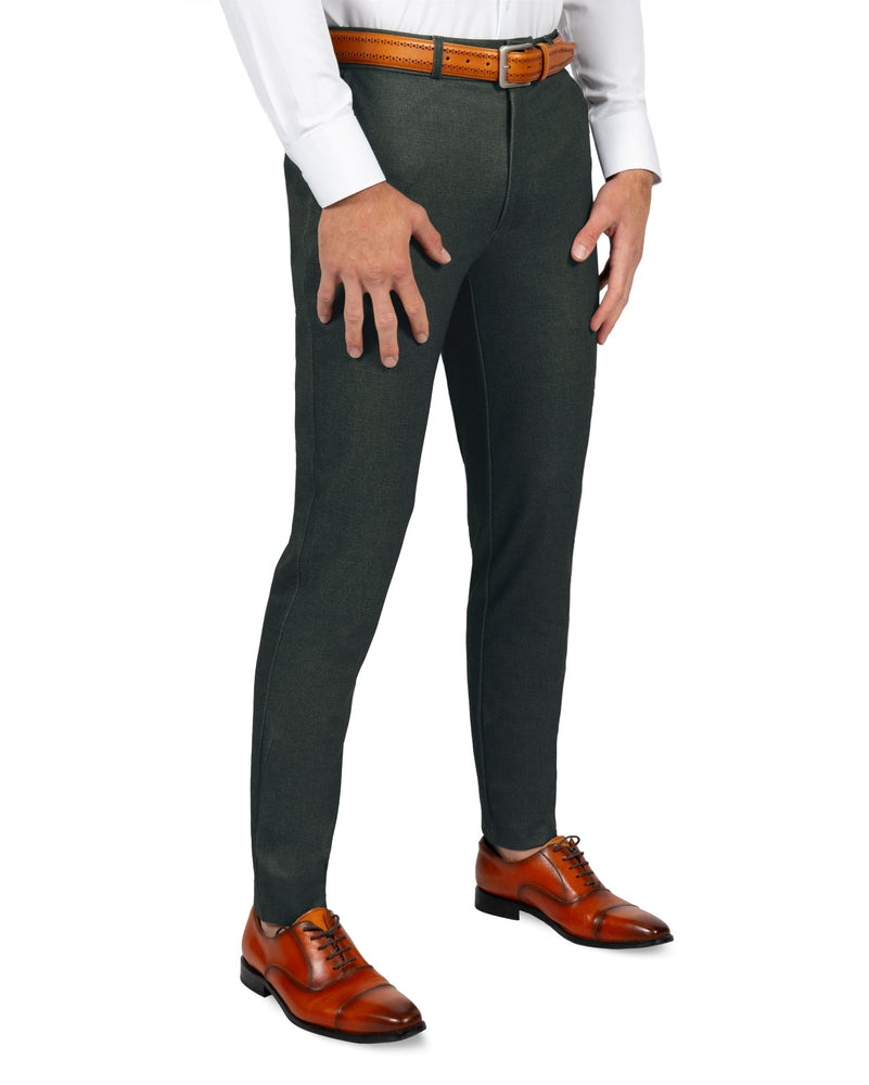 Athletic Fit Stretch Suit Pants - Deep Olive
