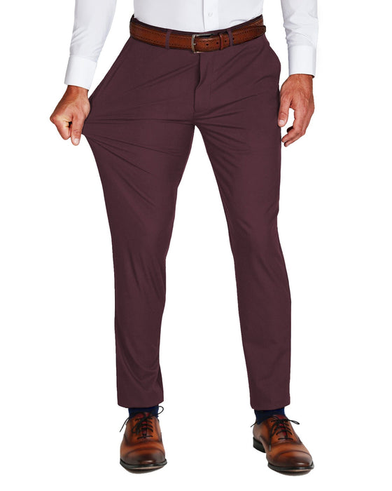 Athletic Fit Stretch Suit Pants - Solid Plum