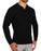Textured Buttonless Long Sleeve Polo - Black