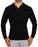 Textured Buttonless Long Sleeve Polo - Black
