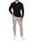 Textured Buttonless Long Sleeve Polo - Black