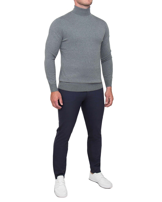 Mid-Weight Wool Turtleneck - Grey