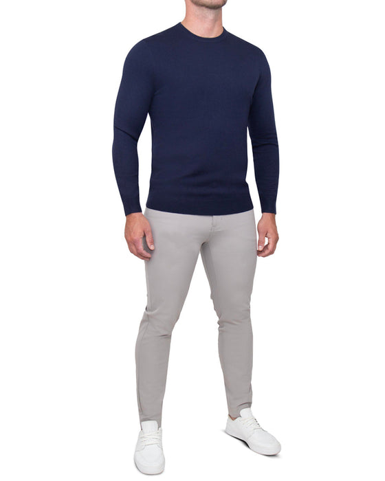 Mid-Weight Wool Crewneck - Navy