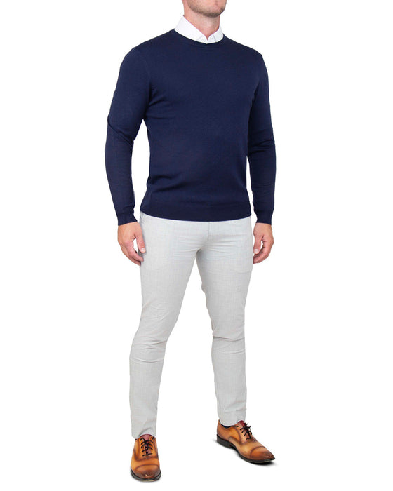 Mid-Weight Wool Crewneck - Navy