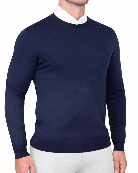 Mid-Weight Wool Crewneck - Navy