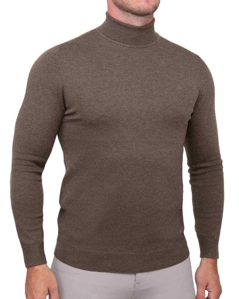 Mid-Weight Wool Turtleneck - Brown
