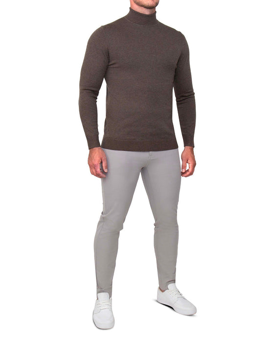 Mid-Weight Wool Turtleneck - Brown