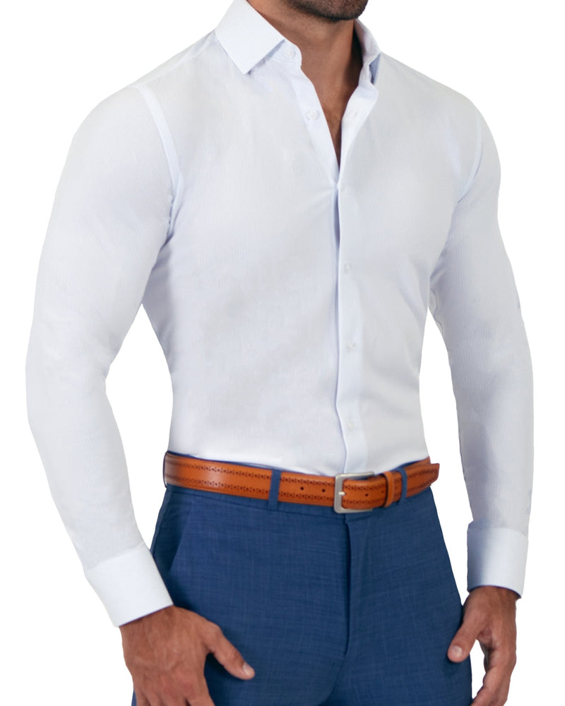 "The Watertown" White & Light Blue Mini Windowpane