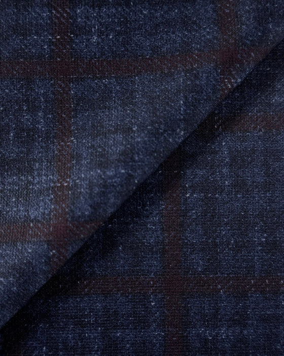 Athletic Fit Stretch Suit Pants - Navy & Maroon Windowpane