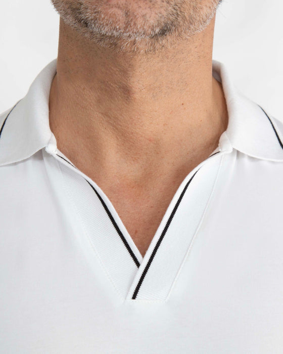 "The Parkway" White with Black Tipped Polo