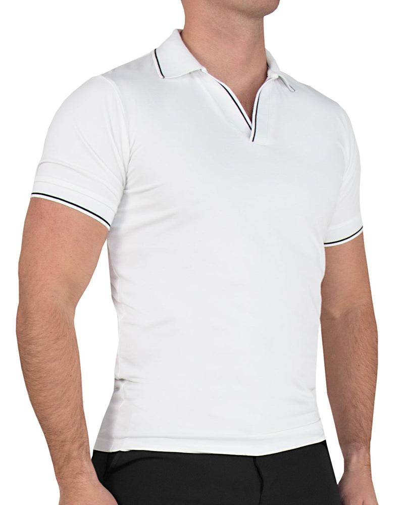 "The Parkway" White with Black Tipped Polo